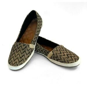 Reef Summer Love Flats Sz 9.5 Black Burlap Woven Hemp Slip On Summer Shoes